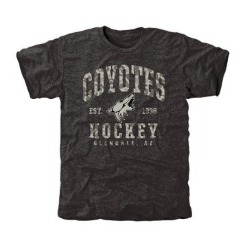 Men's Arizona Coyotes Camo Stack Tri-Blend T-Shirt - Black