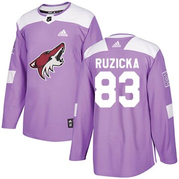 Authentic Adidas Men's Adam Ruzicka Arizona Coyotes Fights Cancer Practice Jersey - Purple