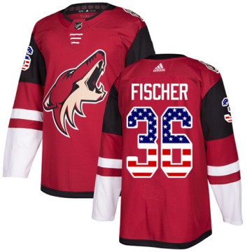 Authentic Adidas Men's Christian Fischer Arizona Coyotes USA Flag Fashion Jersey - Red