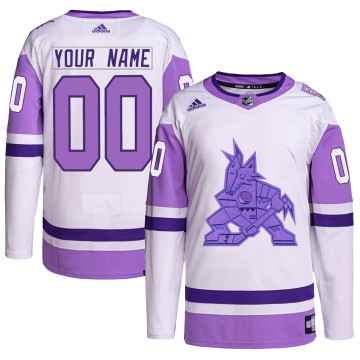 Authentic Adidas Men's Custom Arizona Coyotes Custom Hockey Fights Cancer Primegreen Jersey - White/Purple