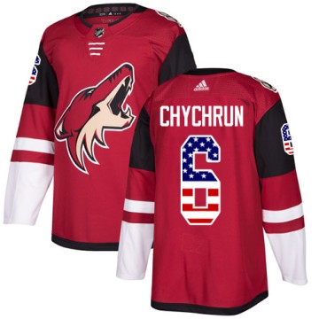 Authentic Adidas Men's Jakob Chychrun Arizona Coyotes USA Flag Fashion Jersey - Red