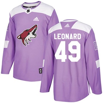 Authentic Adidas Men's John Leonard Arizona Coyotes Fights Cancer Practice Jersey - Purple