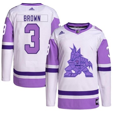 Authentic Adidas Men's Josh Brown Arizona Coyotes Hockey Fights Cancer Primegreen Jersey - White/Purple