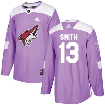 Authentic Adidas Men's Nathan Smith Arizona Coyotes Fights Cancer Practice Jersey - Purple