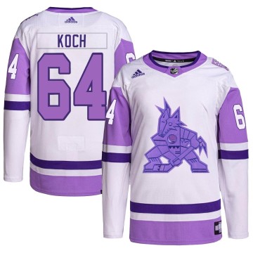 Authentic Adidas Men's Patrik Koch Arizona Coyotes Hockey Fights Cancer Primegreen Jersey - White/Purple