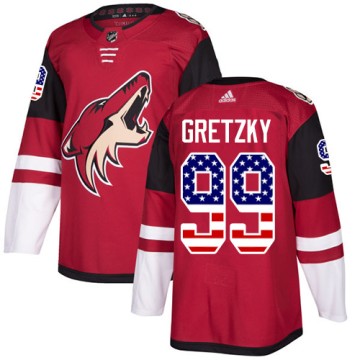 Authentic Adidas Men's Wayne Gretzky Arizona Coyotes USA Flag Fashion Jersey - Red