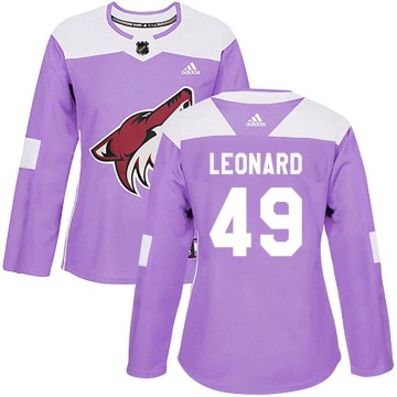 Authentic Adidas Women's John Leonard Arizona Coyotes Fights Cancer Practice Jersey - Purple