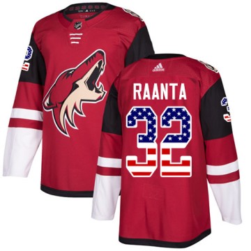 Authentic Adidas Youth Antti Raanta Arizona Coyotes USA Flag Fashion Jersey - Red