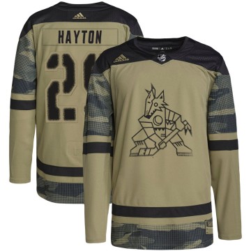 Authentic Adidas Youth Barrett Hayton Arizona Coyotes Military Appreciation Practice Jersey - Camo