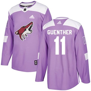 Authentic Adidas Youth Dylan Guenther Arizona Coyotes Fights Cancer Practice Jersey - Purple