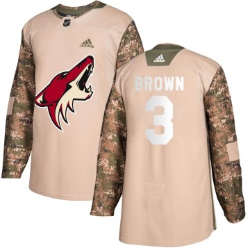 Authentic Adidas Youth Josh Brown Arizona Coyotes Camo Veterans Day Practice Jersey - Brown