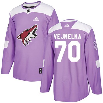 Authentic Adidas Youth Karel Vejmelka Arizona Coyotes Fights Cancer Practice Jersey - Purple