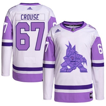 Authentic Adidas Youth Lawson Crouse Arizona Coyotes Hockey Fights Cancer Primegreen Jersey - White/Purple