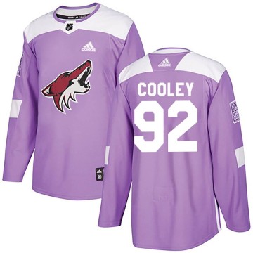 Authentic Adidas Youth Logan Cooley Arizona Coyotes Fights Cancer Practice Jersey - Purple