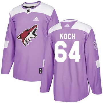 Authentic Adidas Youth Patrik Koch Arizona Coyotes Fights Cancer Practice Jersey - Purple