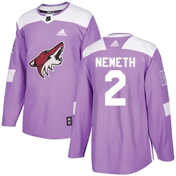 Authentic Adidas Youth Patrik Nemeth Arizona Coyotes Fights Cancer Practice Jersey - Purple