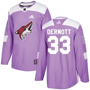Authentic Adidas Youth Travis Dermott Arizona Coyotes Fights Cancer Practice Jersey - Purple